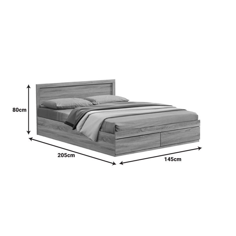 Bed Olympus pakoworld with drawer in light oak color 140x200cm