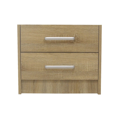 Nightstand Olympus pakoworld with 2 drawers in light oak colour 47.5x40.5x40.5