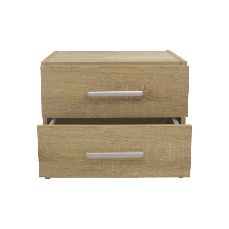 Nightstand Olympus pakoworld with 2 drawers in light oak colour 47.5x40.5x40.5
