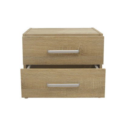 Nightstand Olympus pakoworld with 2 drawers in light oak colour 47.5x40.5x40.5