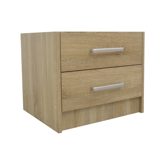 Nightstand Olympus pakoworld with 2 drawers in light oak colour 47.5x40.5x40.5