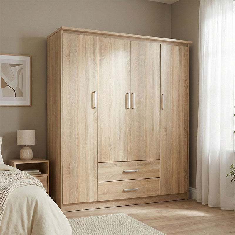 Wardrobe Olympus with 4 doors and drawers in sonoma colour 159x57x183cm