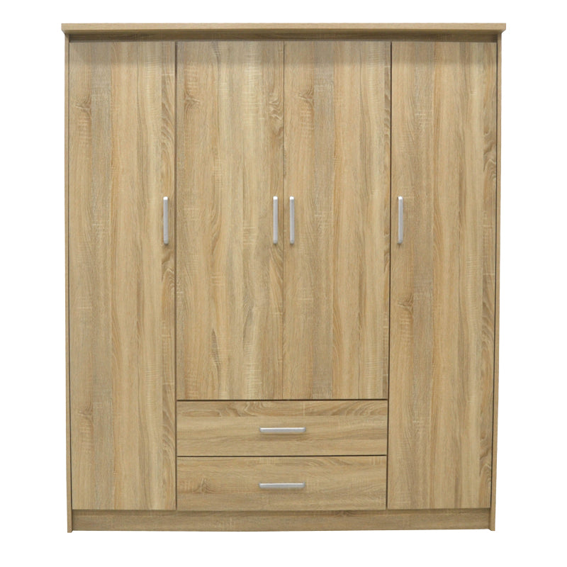 Wardrobe Olympus with 4 doors and drawers in sonoma colour 159x57x183cm