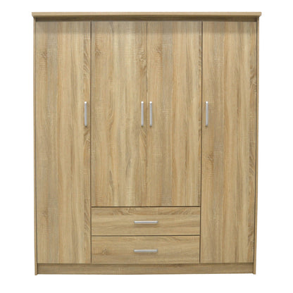 Wardrobe Olympus with 4 doors and drawers in sonoma colour 159x57x183cm