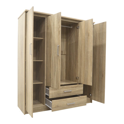 Wardrobe Olympus with 4 doors and drawers in sonoma colour 159x57x183cm