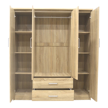 Wardrobe Olympus with 4 doors and drawers in sonoma colour 159x57x183cm