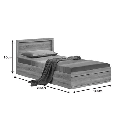 Bed Olympus pakoworld with drawer in light oak 100x200cm