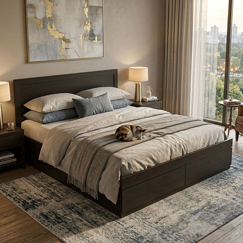 Bed Olympus with drawer in wenge color 150x200cm