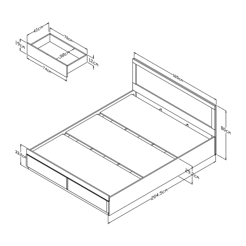 Bed Olympus with drawer in white color 160x200cm
