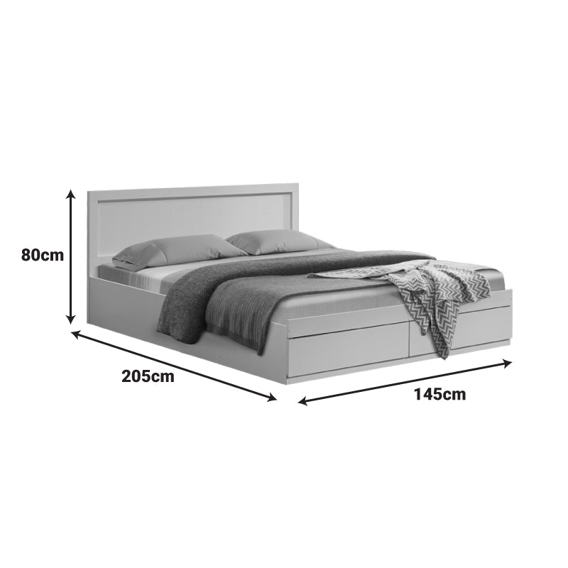 Bed Olympus with drawer in white color 140x200cm