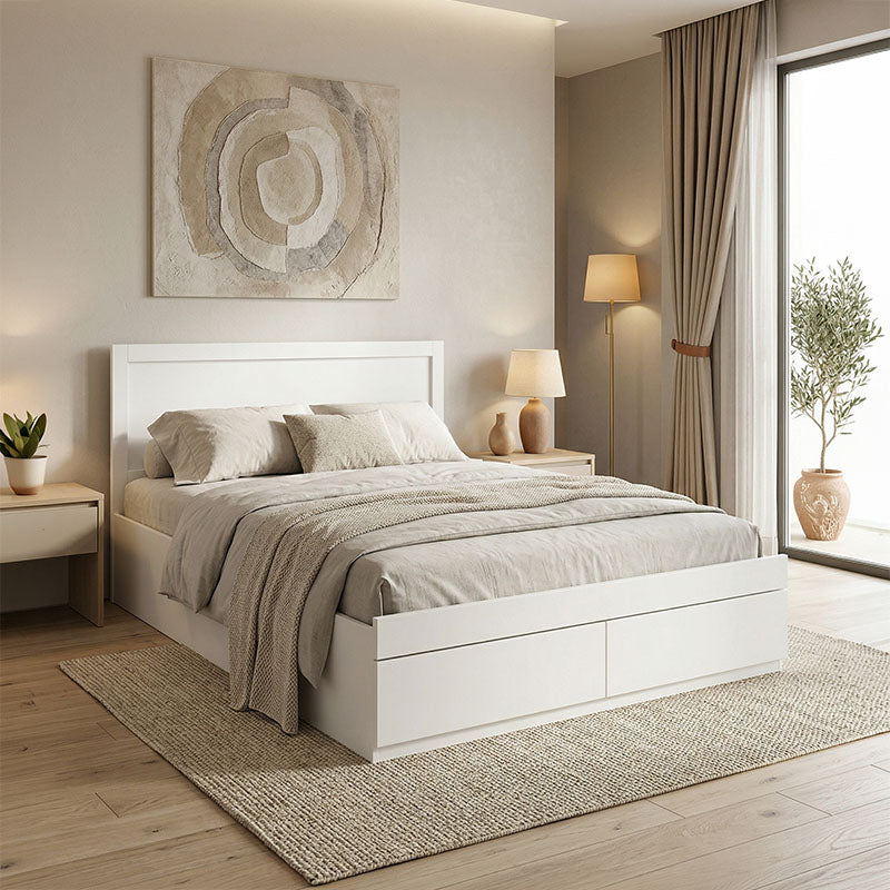 Bed Olympus with drawer in white color 140x200cm