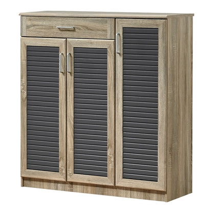Shoe cabinet Sante 30 pairs in sonoma-dark grey color 120x37x123cm