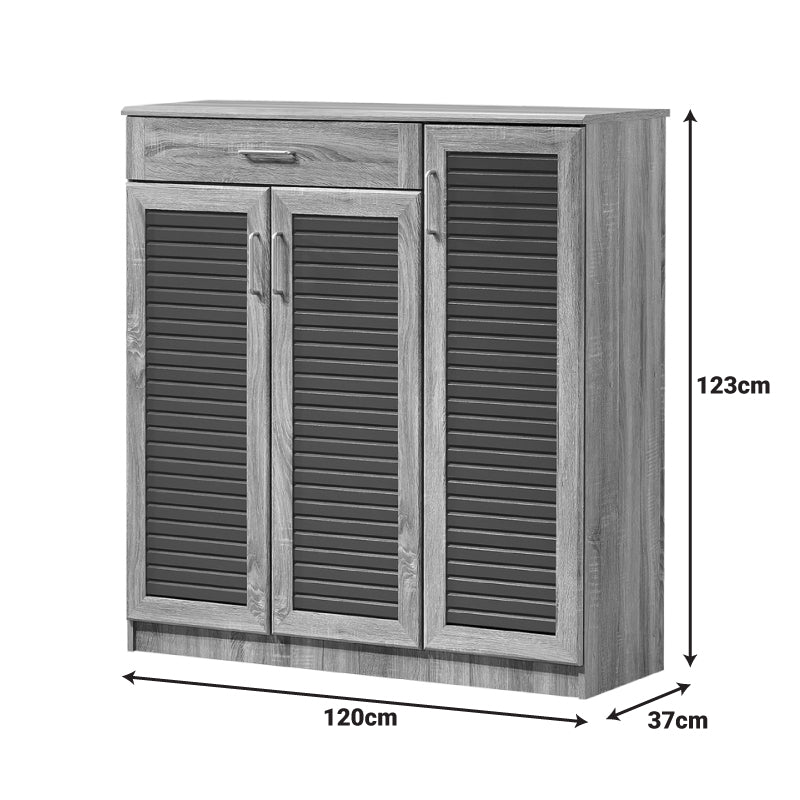 Shoe cabinet Sante 30 pairs in sonoma-dark grey color 120x37x123cm