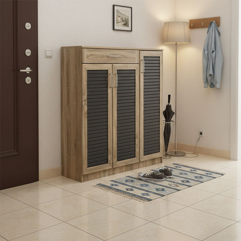 Shoe cabinet Sante 30 pairs in sonoma-dark grey color 120x37x123cm