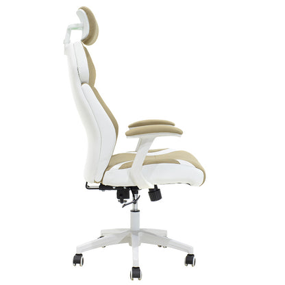 Manager office chair Momentum Bucket pakoworld metal with PU beige-white colour