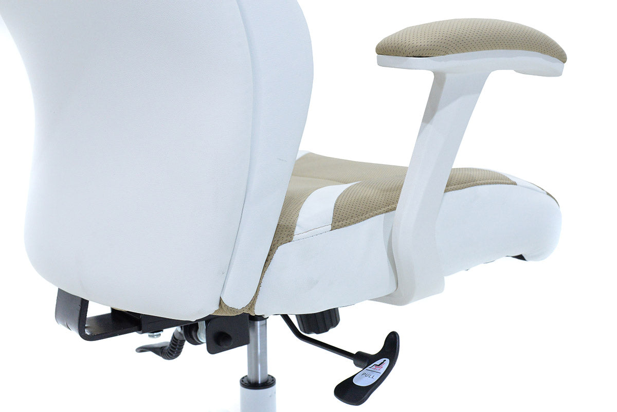 Manager office chair Momentum Bucket pakoworld metal with PU beige-white colour