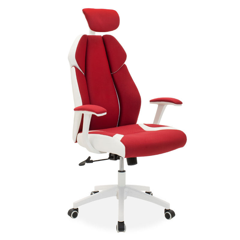 Manager office chair Momentum Bucket pakoworld with black red mesh fabric and white pu