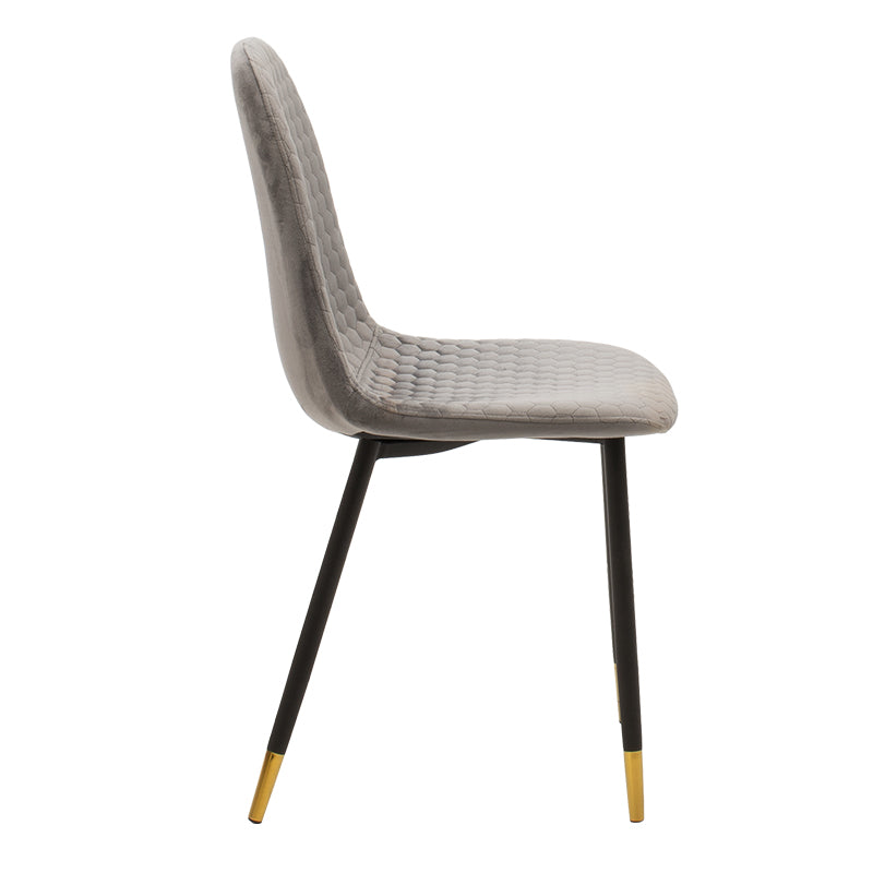 Chair Sila pakoworld velvet grey-legs black-gold