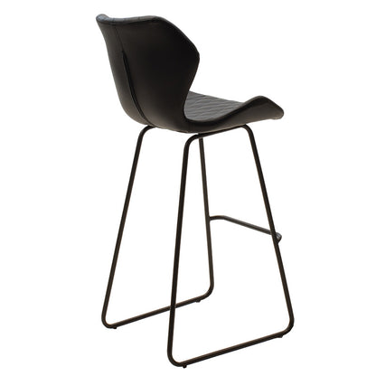 Bar stool Theo pakoworld metal black with PU in black color