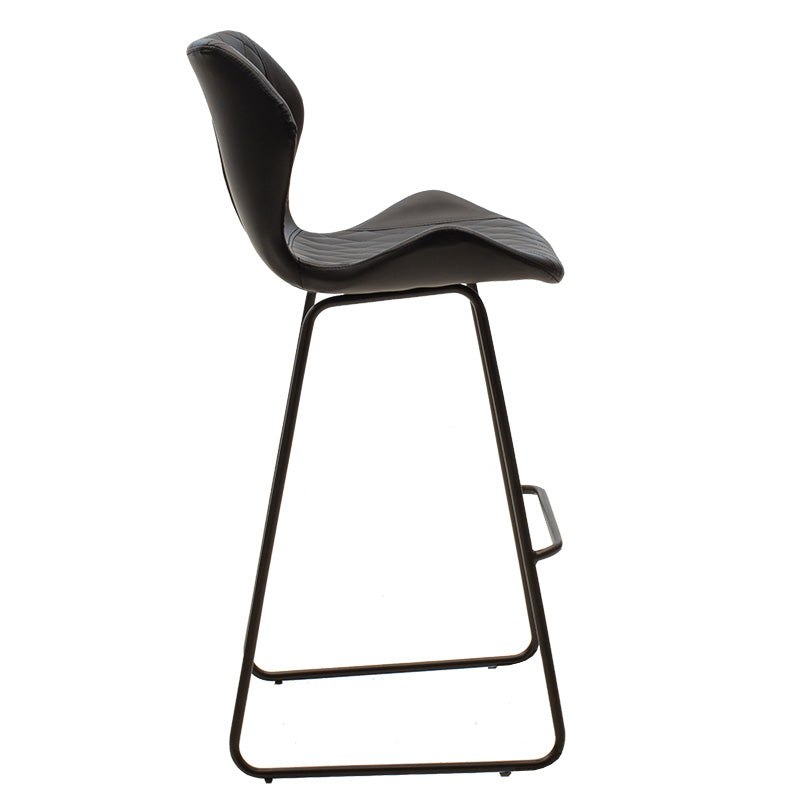 Bar stool Theo pakoworld metal black with PU in black color