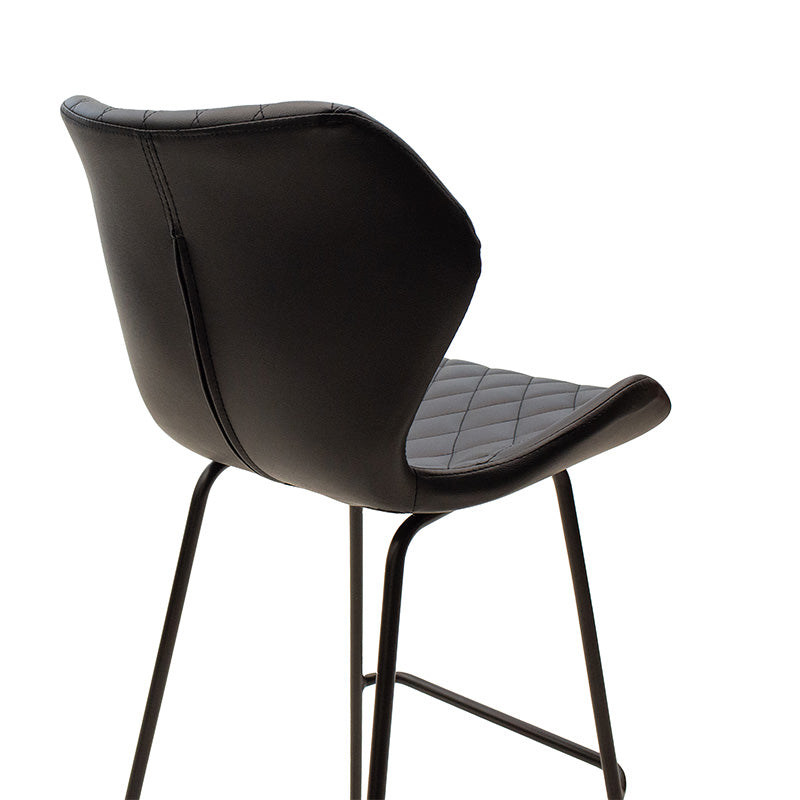 Bar stool Theo pakoworld metal black with PU in black color