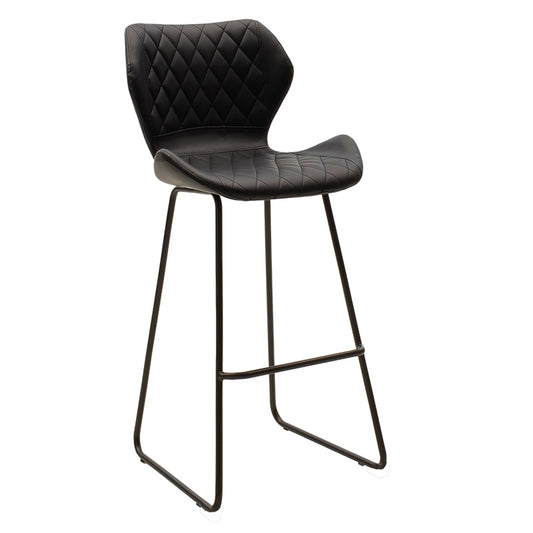 Bar stool Theo pakoworld metal black with PU in black color