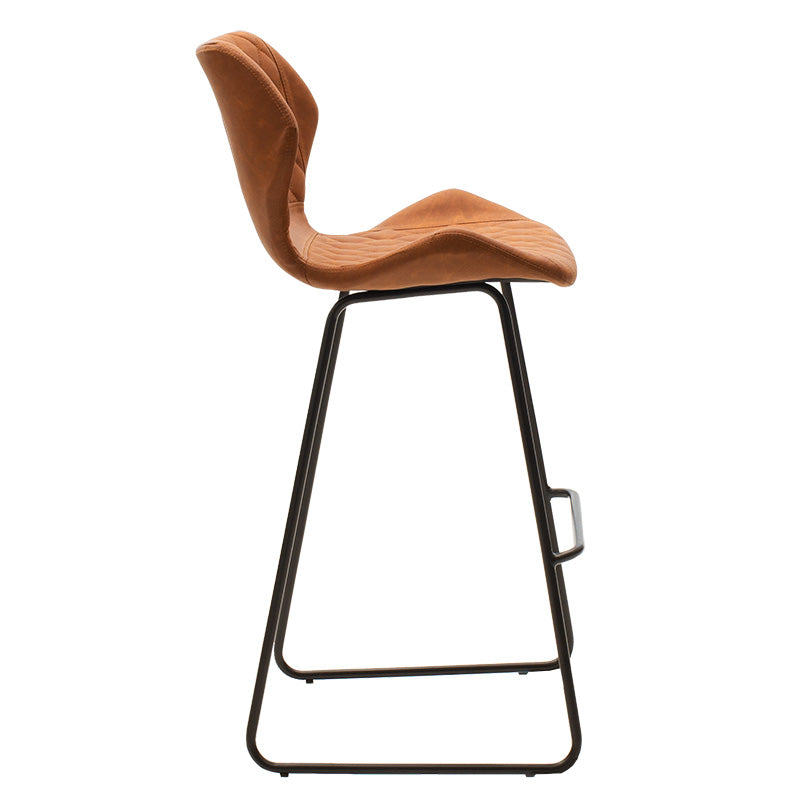 Bar stool Theo pakoworld metal black with PU in antique brown color