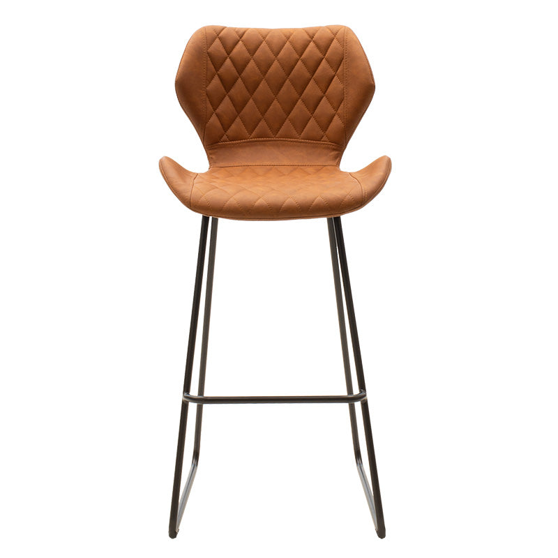 Bar stool Theo pakoworld metal black with PU in antique brown color