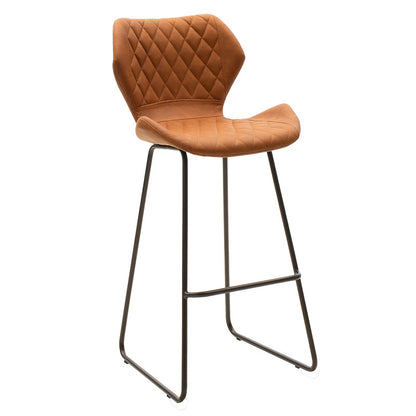 Bar stool Theo pakoworld metal black with PU in antique brown color