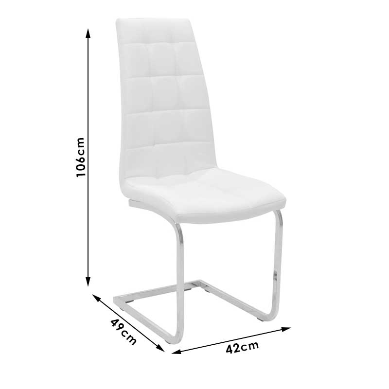 Chair Darrell pakoworld pu white-metal chrome 42x49x106cm