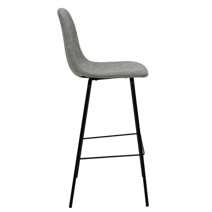 Bar Stool Bella metal black legs - pu antique grey color