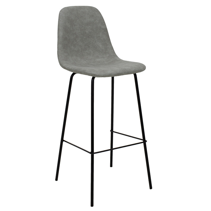 Bar Stool Bella metal black legs - pu antique grey color