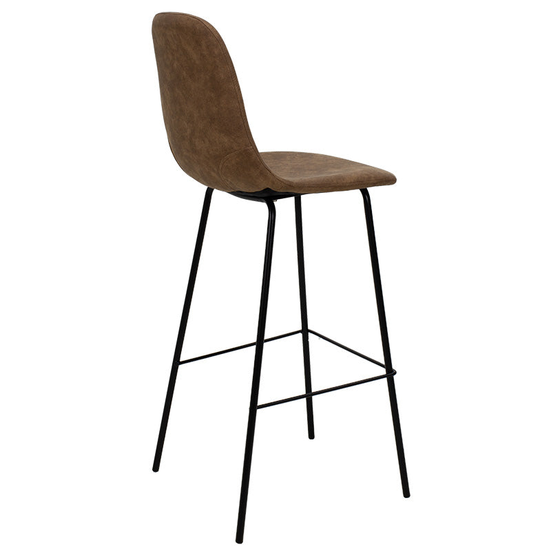 Bar Stool Bella metal black legs - pu antique brown color