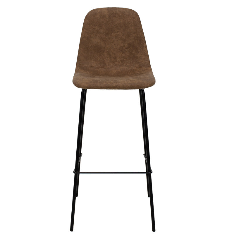 Bar Stool Bella metal black legs - pu antique brown color