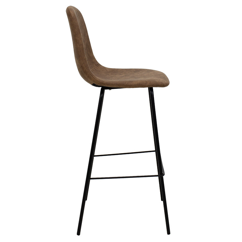 Bar Stool Bella metal black legs - pu antique brown color