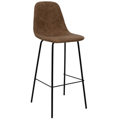 Bar Stool Bella metal black legs - pu antique brown color