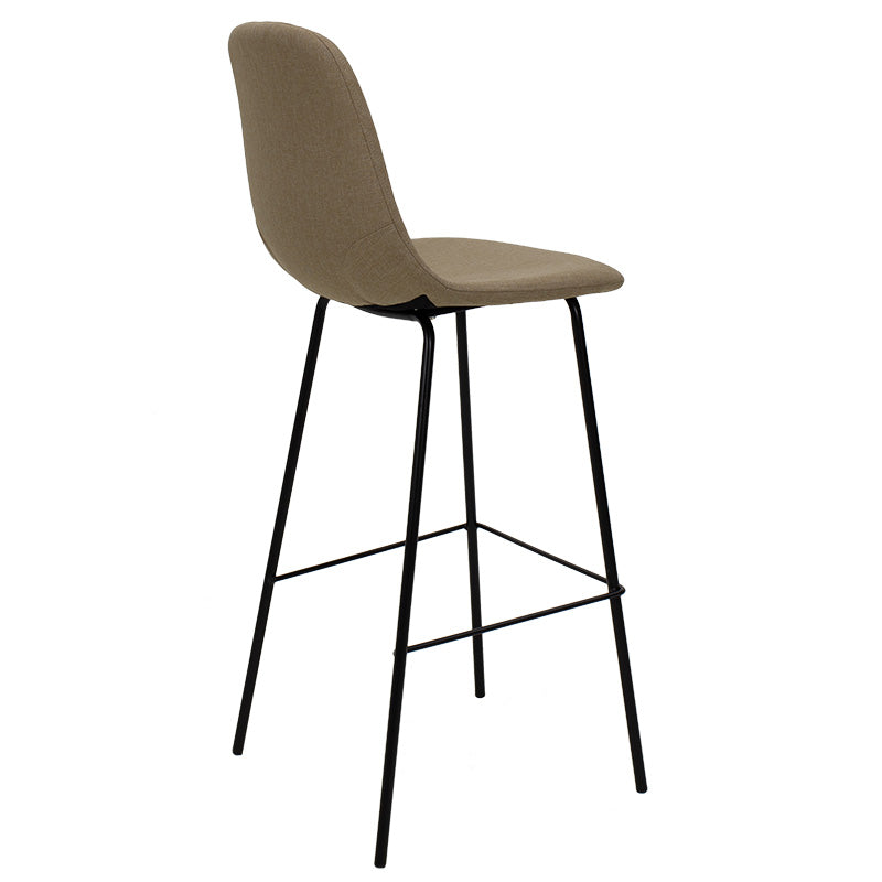 Bar stool Bella pakoworld black metal and beige fabric 41x40x109cm