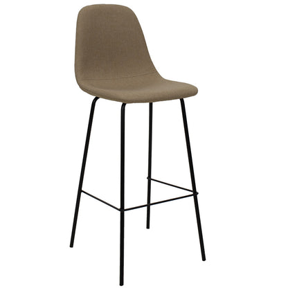 Bar stool Bella pakoworld black metal and beige fabric 41x40x109cm