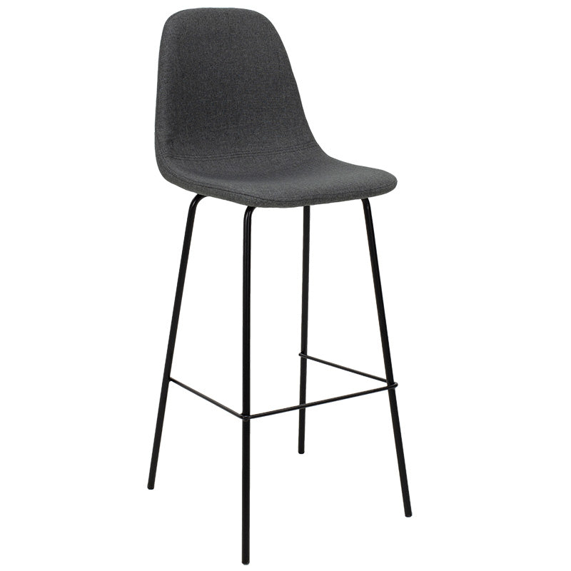 Bar Stool Bella metal black legs - fabric anthracite