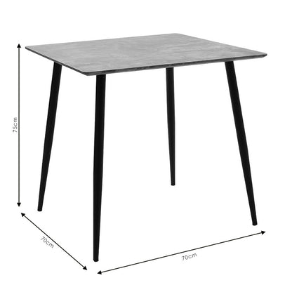 Dining table Cuba pakoworld MDF color grey cement-black 70x70x75cm