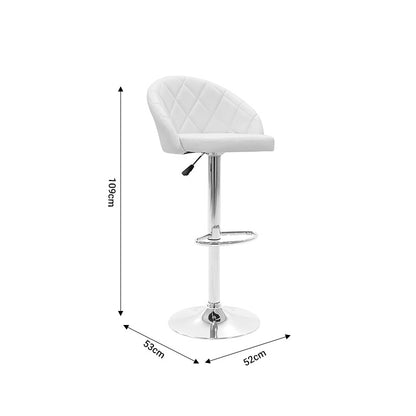 Bar stool Balina pakoworld height adjustable  white pu-chrome metal 52x53x109cm