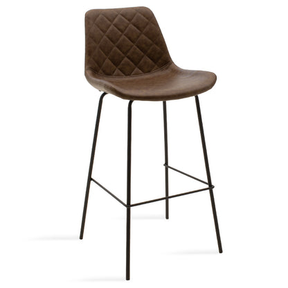 Bar stool Faith pakoworld antique brown pu-black metal 50x54x104cm