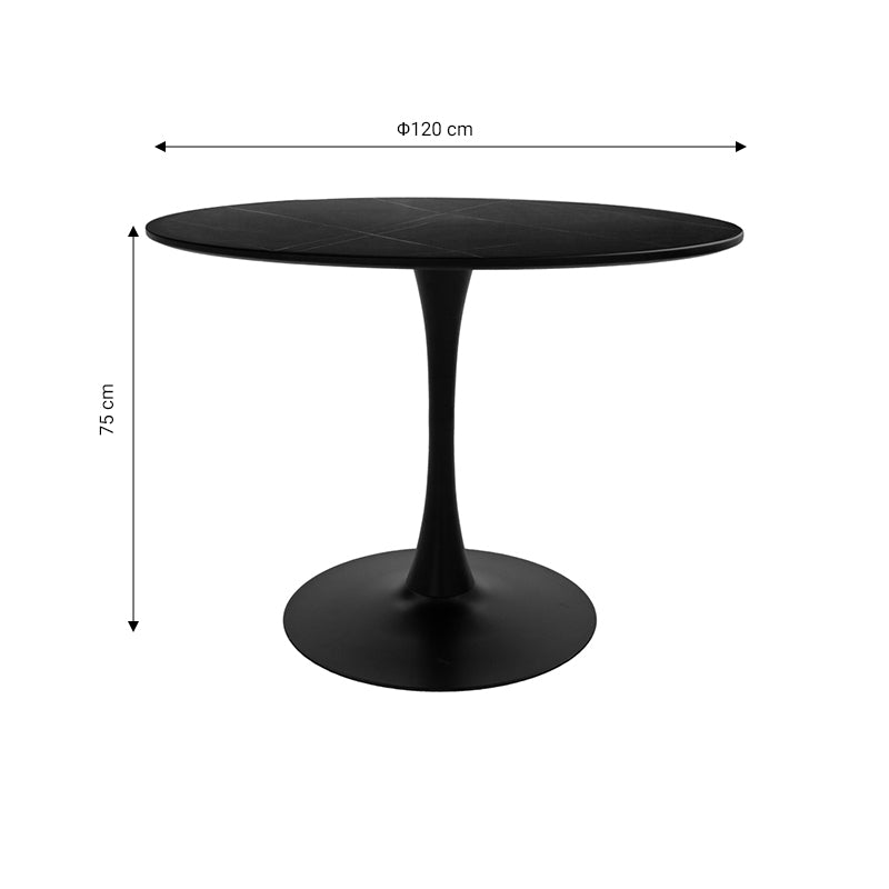 Dining table Balou I pakoworld MDF marble black D120x75cm