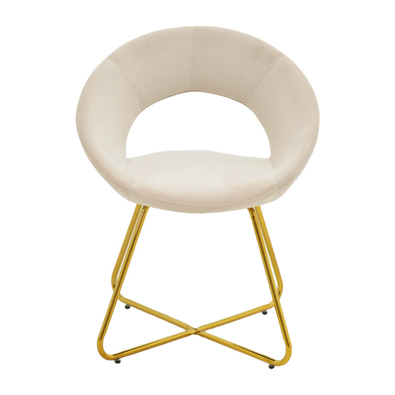 Chair Valentina pakoworld beige velvet-golden leg 65x60x82εκ