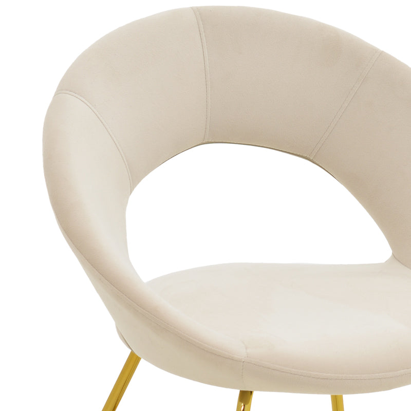 Chair Valentina pakoworld beige velvet-golden leg 65x60x82εκ