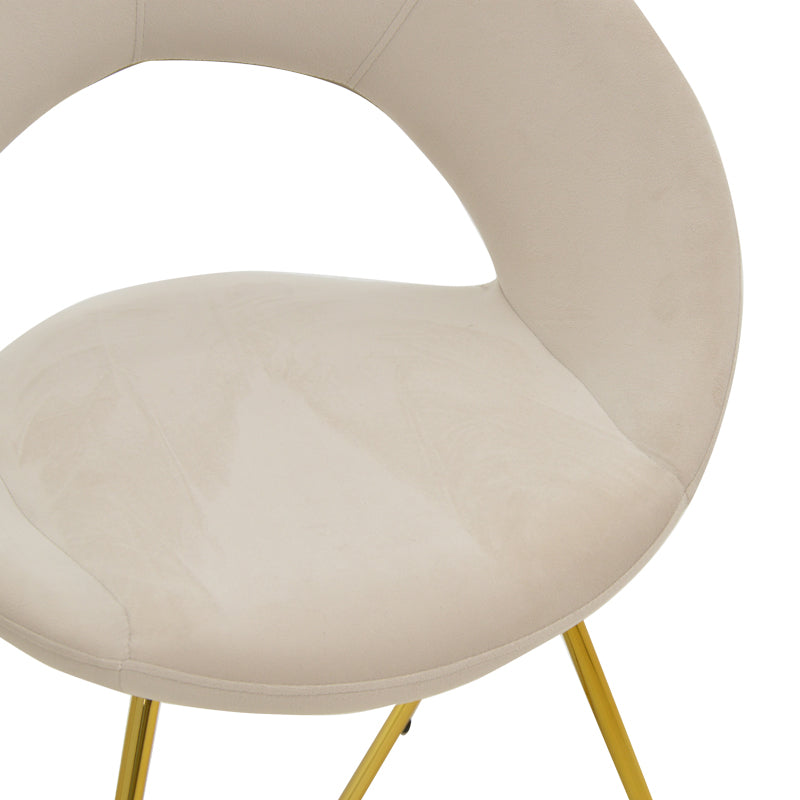 Chair Valentina pakoworld beige velvet-golden leg 65x60x82εκ