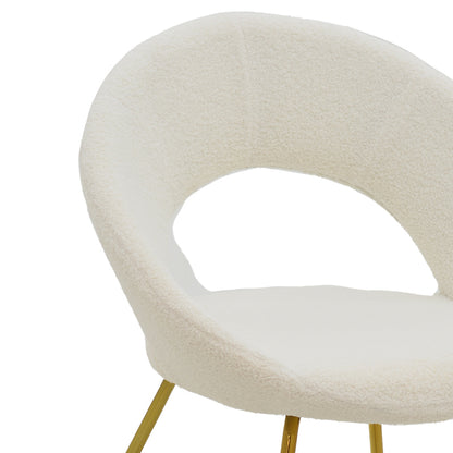 Chair Valentina pakoworld white teddy fabric-golden leg 65x60x82εκ