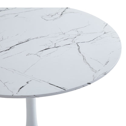 Dining table Balou II pakoworld MDF in marble white color D80x75cm