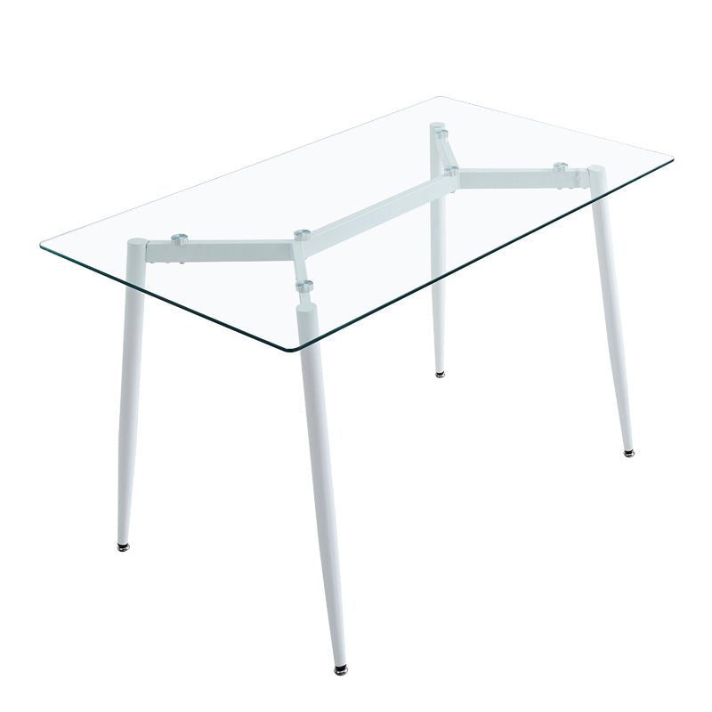 Dining table QUANA pakoworld transparent glass with white legs 120x70x75cm