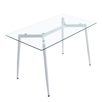 Dining table QUANA pakoworld transparent glass with white legs 120x70x75cm